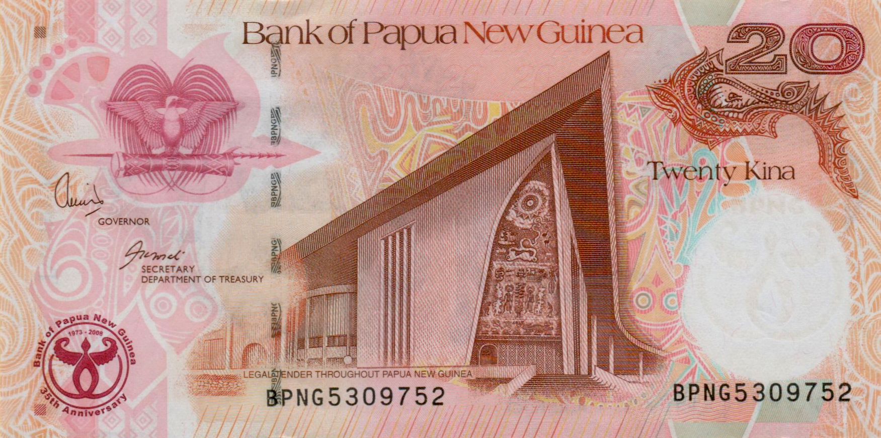 Papua New Guinea 20 2008 UNC P-36